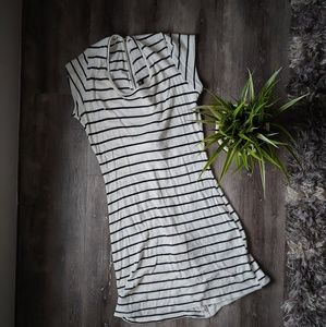 Striped dress with zipper back.